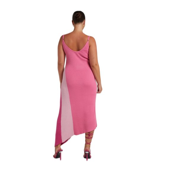Showpo  CLAUDIA KNIT DRESS WITH GODET SIDE PANEL IN PINK - Picture 3 of 3